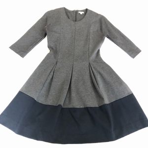 Grey 3/4 Sleeve Dress with Full Skirt